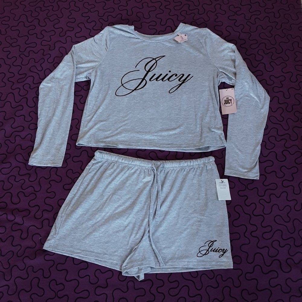 Juicy couture two piece short set size medium Gray new with tags